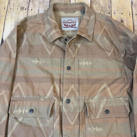 Levis Utility Jacket Trucker Jacket Brown Southwestern Aztec Pattern Mens XL - Picture 3 of 13